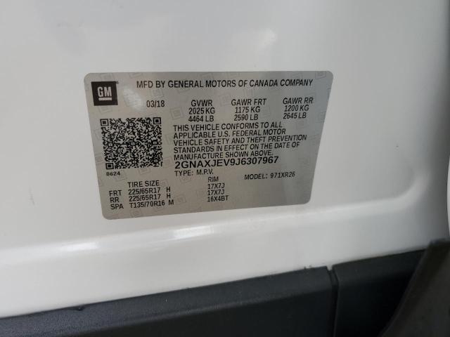 2GNAXJEV9J6307967 - 2018 CHEVROLET EQUINOX LT თეთრი ფოტო 13