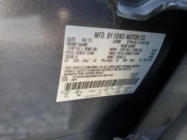 1FM5K8D88DGC56149 - 2013 FORD EXPLORER XLT Boz foto 13