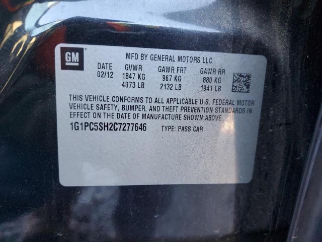 1G1PC5SH2C7277646 - 2012 CHEVROLET CRUZE LS BLACK photo 12