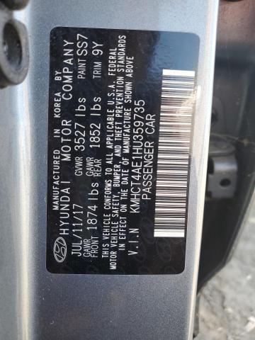 KMHCT4AE1HU359735 - 2017 HYUNDAI ACCENT SE Сірий фото 12