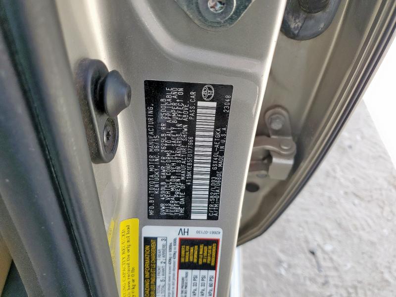 4T1BK1EB5FU177966 - 2015 TOYOTA AVALON XLE GOLD photo 12