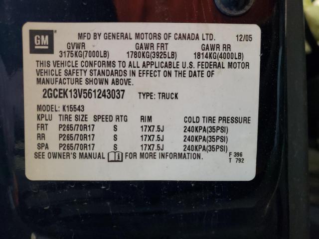 2GCEK13V561243037 - 2006 CHEVROLET SILVERADO K1500 BLACK photo 12