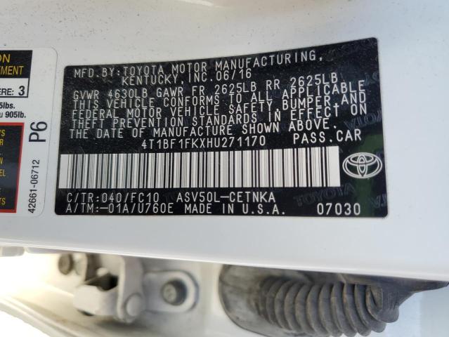 4T1BF1FKXHU271170 - 2017 TOYOTA CAMRY LE 白色 照片 12