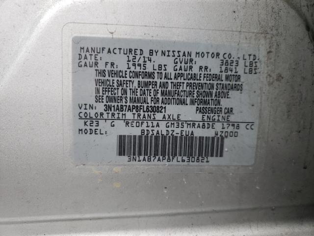 3N1AB7AP8FL630821 - 2015 NISSAN SENTRA S SILVER photo 12