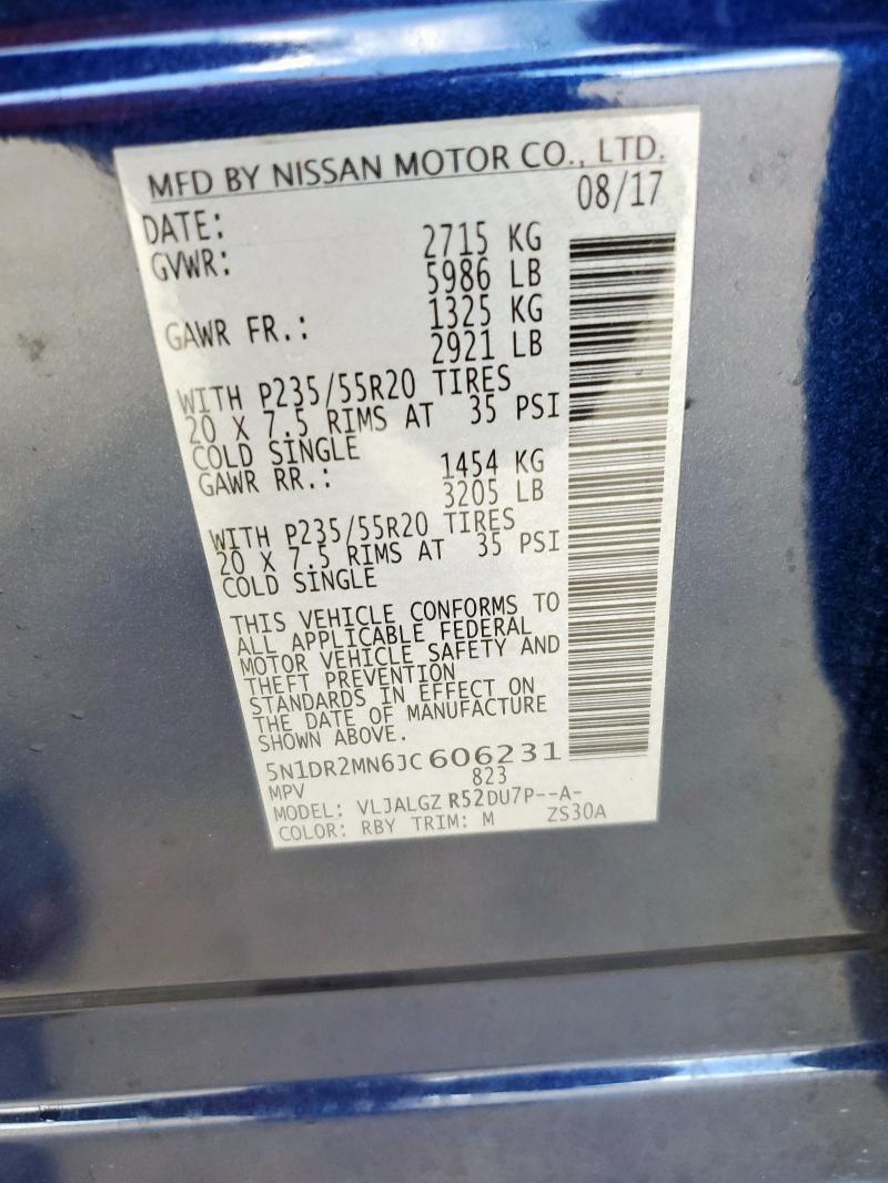 5N1DR2MN6JC606231 - 2018 NISSAN PATHFINDER S Синій фото 13