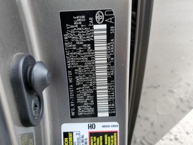 2T1BURHE9HC863267 - 2017 TOYOTA COROLLA L GRAY photo 12