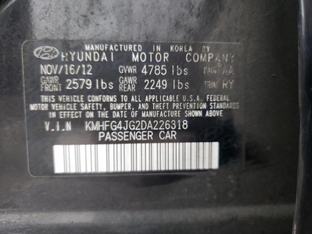 KMHFG4JG2DA226318 - 2013 HYUNDAI AZERA BLACK photo 12