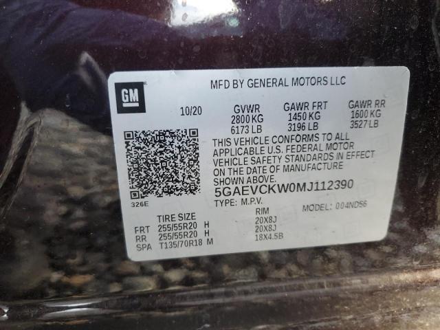 5GAEVCKW0MJ112390 - 2021 BUICK ENCLAVE AVENIR 紫色 照片 13