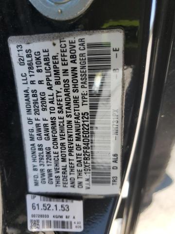 19XFB2F84DE022125 - 2013 HONDA CIVIC EX BLACK photo 12