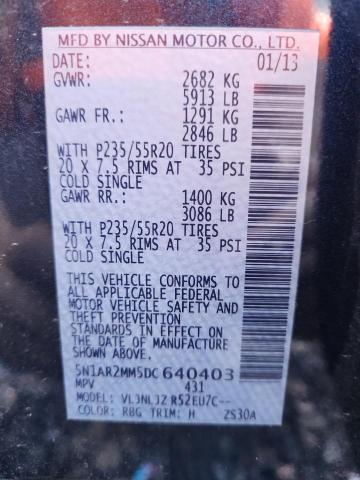 5N1AR2MM5DC640403 - 2013 NISSAN PATHFINDER S BLUE photo 13