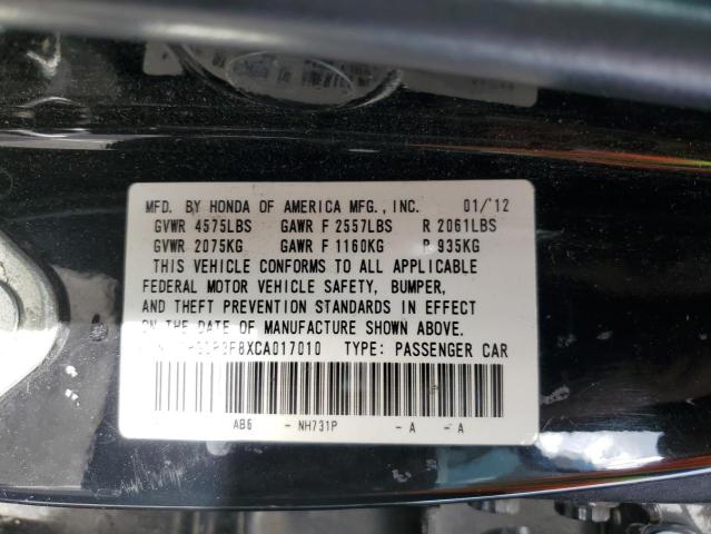 1HGCP3F8XCA017010 - 2012 HONDA ACCORD EXL BLACK photo 13