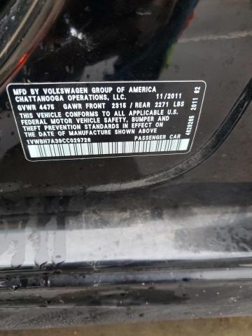 1VWBH7A39CC029726 - 2012 VOLKSWAGEN PASSAT SE 黑色 照片 12