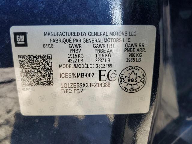 1G1ZE5SX3JF214388 - 2018 CHEVROLET MALIBU PREMIER Blau Foto 12