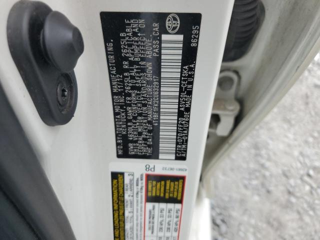 4T1BF1FK2CU632917 - 2012 TOYOTA CAMRY BASE WHITE photo 12