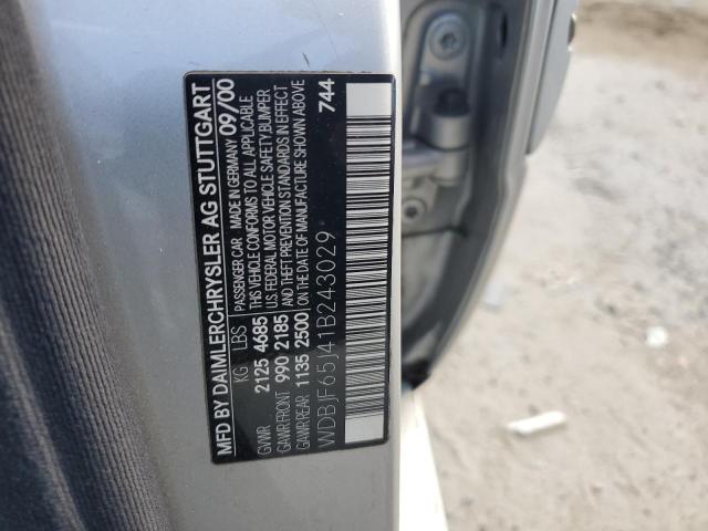 WDBJF65J41B243029 - 2001 MERCEDES-BENZ E 320 SILVER photo 12