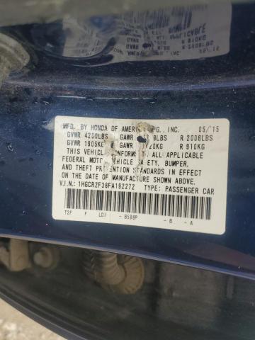 1HGCR2F38FA192272 - 2015 HONDA ACCORD LX BLUE photo 12