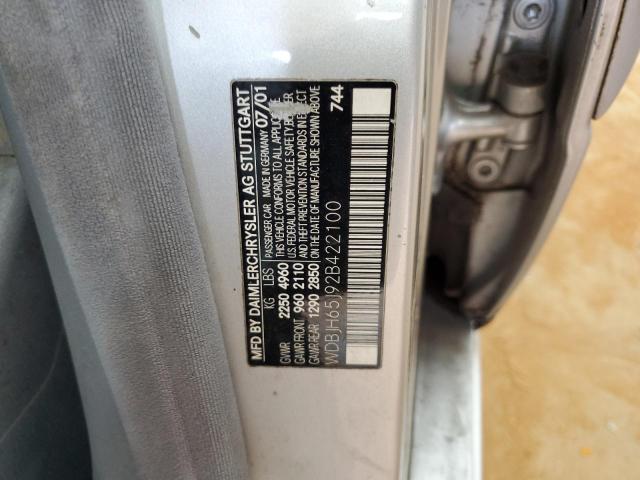 WDBJH65J92B422100 - 2002 MERCEDES-BENZ E 320 ვერცხლისფერი ფოტო 12