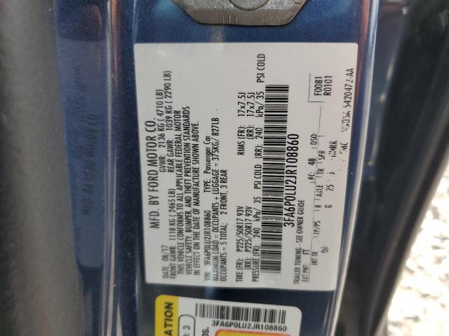 3FA6P0LU2JR108860 - 2018 FORD FUSION SE HYBRID ლურჯი ფოტო 12