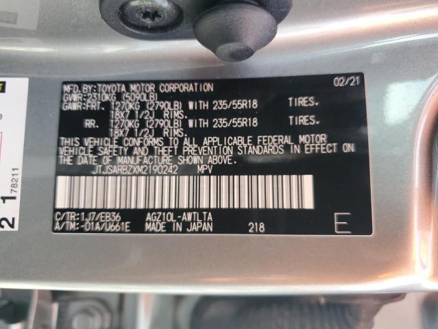 JTJSARBZXM2190242 - 2021 LEXUS NX 300 BASE Արծաթագույն լուսանկար 13