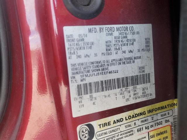 1FMJU1J51EEF46322 - 2014 FORD EXPEDITION XLT MAROON photo 13