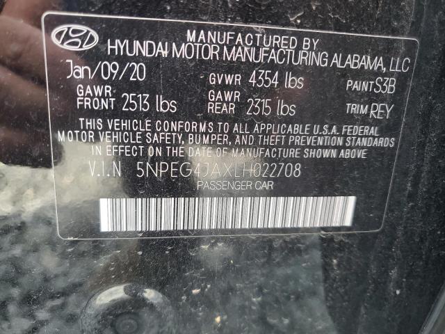 5NPEG4JAXLH022708 - 2020 HYUNDAI SONATA SE Siyah fotoğraf 12