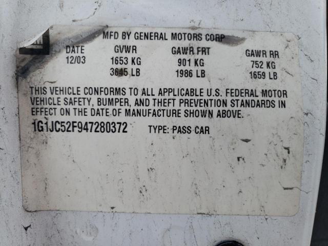 1G1JC52F947280372 - 2004 CHEVROLET CAVALIER WHITE photo 12