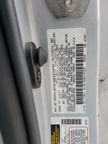 5TEPX42N65Z075092 - 2005 TOYOTA TACOMA ვერცხლისფერი ფოტო 12