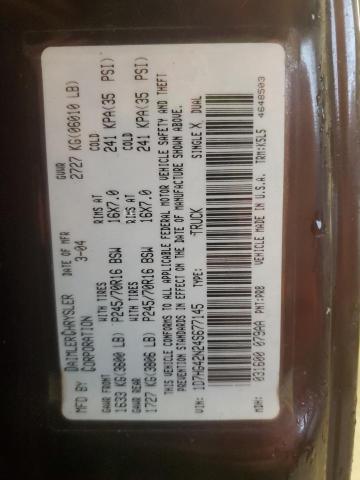 1D7HG42N24S677145 - 2004 DODGE DAKOTA SLT 栗色 照片 12