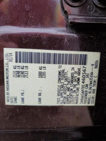 1N4AA5AP7EC460567 - 2014 NISSAN MAXIMA S მუქწითელი ფოტო 13