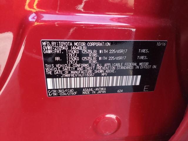 JTMRFREV1HJ118367 - 2017 TOYOTA RAV4 XLE RED photo 13