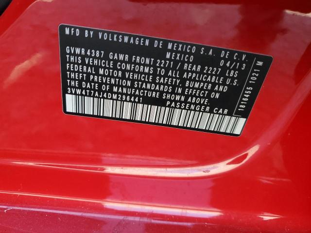 3VW4T7AJ4DM296441 - 2013 VOLKSWAGEN JETTA GLI Կարմիր լուսանկար 12