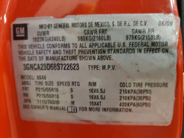 3GNCA23D68S722623 - 2008 CHEVROLET HHR LT RED photo 13