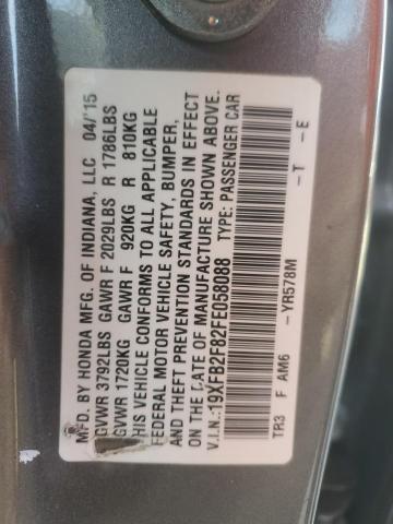 19XFB2F82FE058088 - 2015 HONDA CIVIC EX Grau Foto 12