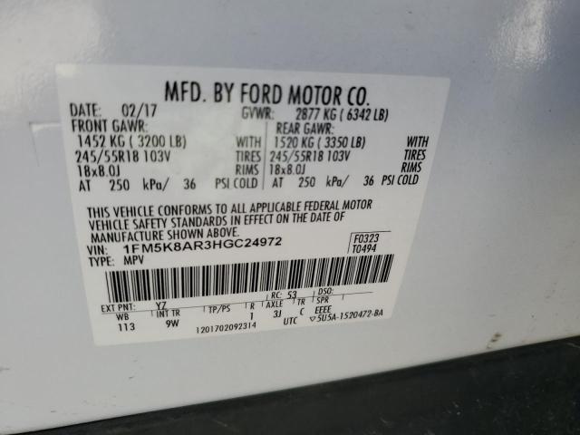 1FM5K8AR3HGC24972 - 2017 FORD EXPLORER POLICE INTERCEPTOR Beyaz fotoğraf 13