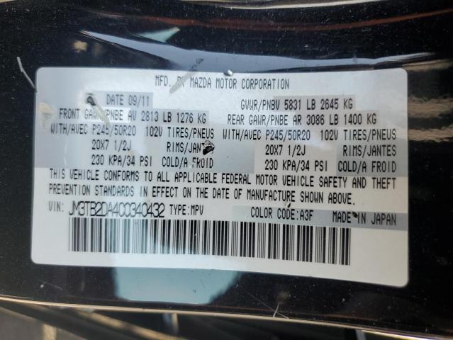 JM3TB2DA4C0340432 - 2012 MAZDA CX-9 BLACK photo 13