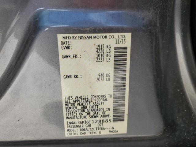 1N4AL3AP3GC128885 - 2016 NISSAN ALTIMA 2.5 GRAY photo 12