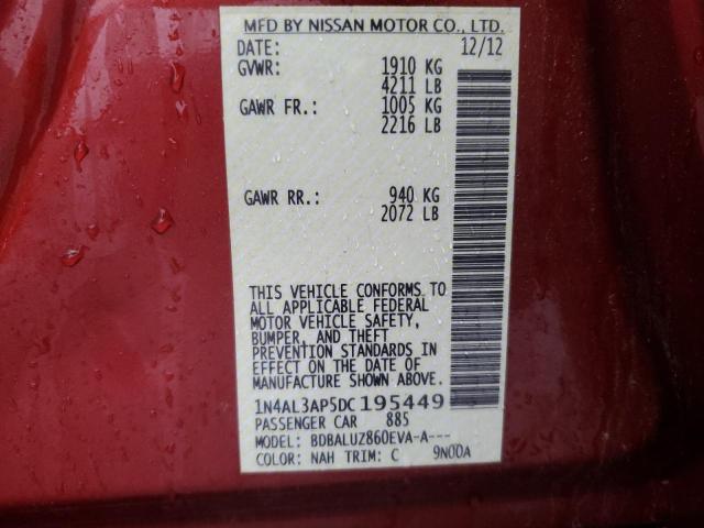 1N4AL3AP5DC195449 - 2013 NISSAN ALTIMA 2.5 წითელი ფოტო 13