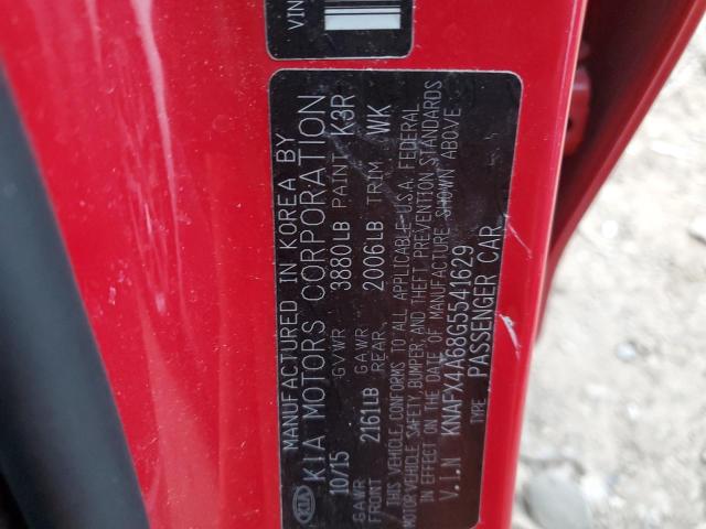 KNAFX4A68G5541629 - 2016 KIA FORTE LX RED photo 12