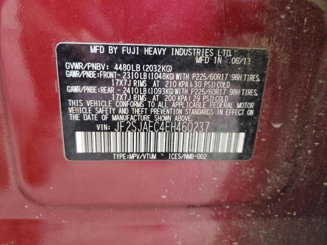 JF2SJAEC4EH460237 - 2014 SUBARU FORESTER 2.5I PREMIUM BURGUNDY photo 13