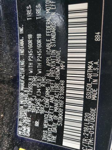 5TDKKRFH6FS108648 - 2015 TOYOTA HIGHLANDER XLE 黑色 照片 13