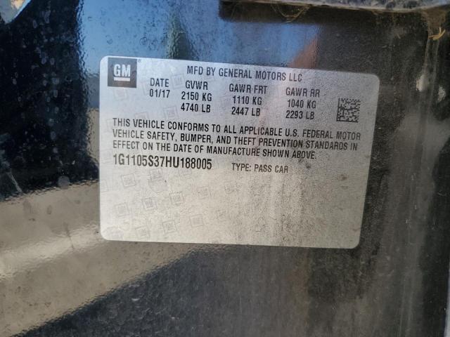 1G1105S37HU188005 - 2017 CHEVROLET IMPALA LT Noir photo 12