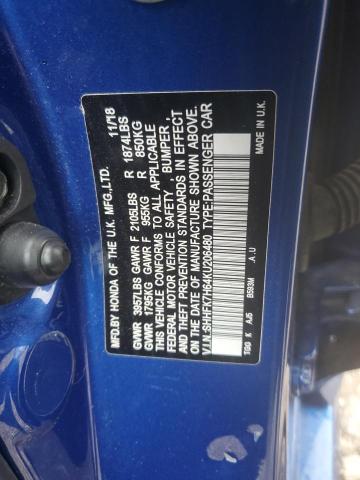 SHHFK7H64KU206480 - 2019 HONDA CIVIC EX Azul foto 13