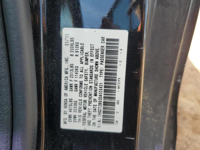 1HGCT2B80DA005431 - 2013 HONDA ACCORD EXL BLACK photo 12