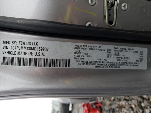 1C4PJMMX8MD159907 - 2021 JEEP CHEROKEE LATITUDE LUX SILVER photo 13