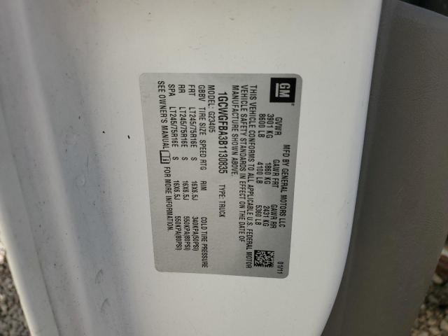 1GCWGFBA3B1130835 - 2011 CHEVROLET EXPRESS G2 白色 照片 13