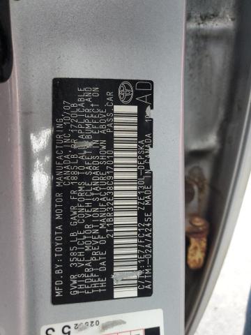 2T1BR32E38C917010 - 2008 TOYOTA COROLLA CE SILVER photo 13