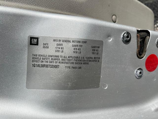 1G1AL58F887329087 - 2008 CHEVROLET COBALT LT SILVER photo 10