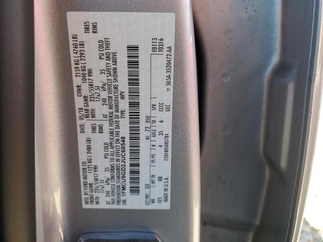 1FMCU9GD2JUC60548 - 2018 FORD ESCAPE SE Silber Foto 12