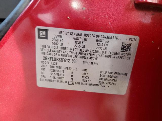 2GKFLUE33F6121086 - 2015 GMC TERRAIN DENALI RED photo 13