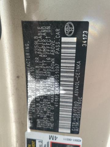 4T1BF3EK1BU151097 - 2011 TOYOTA CAMRY BASE Dorado foto 12